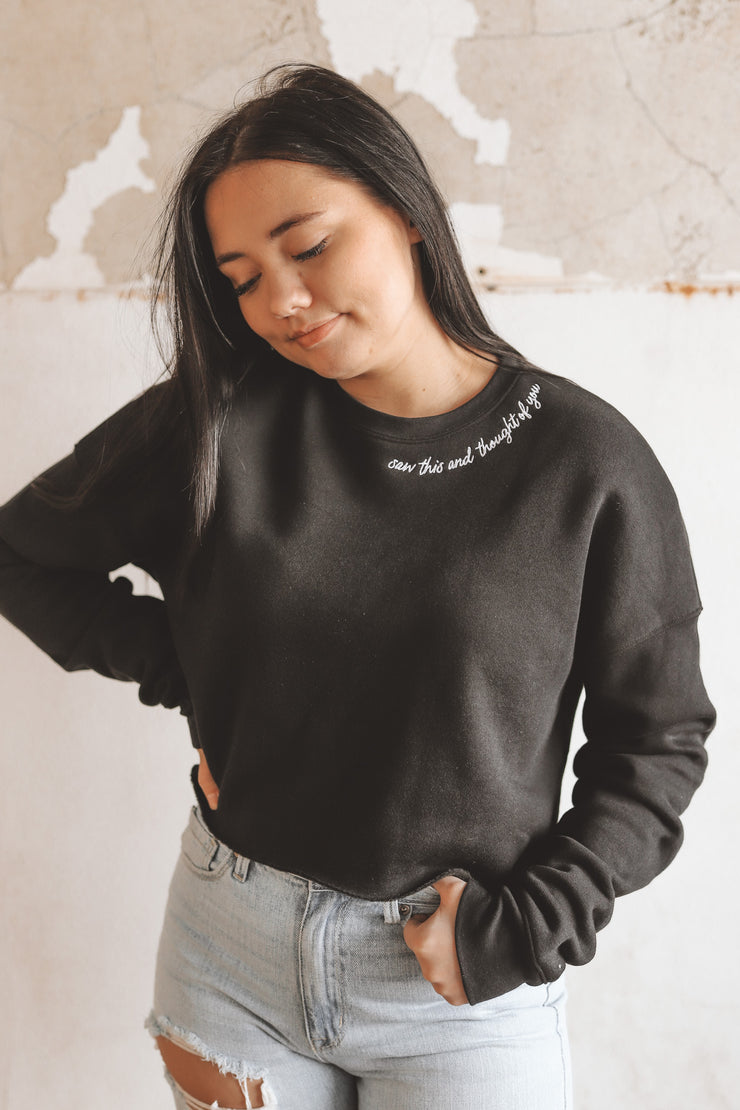 SAW THIS AND THOUGHT OF YOU CROPPED SWEATSHIRT